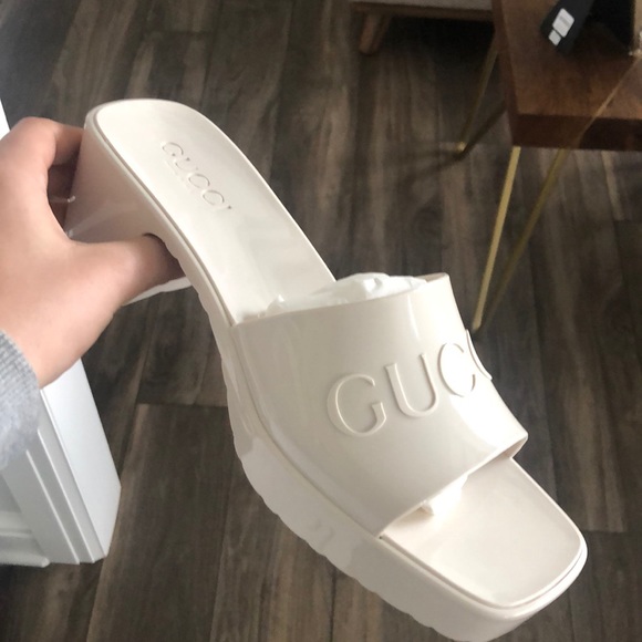 SOLD!!!   Famous Gucci white jelly slides!!! - Picture 1 of 5